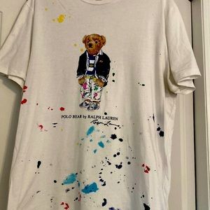 Ralph Lauren Polo Bear paint splatter tee shirt size L